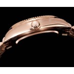 Navigator series men's watch, white dial, rose gold bezel, 42mm, rose gold five-link bracelet.